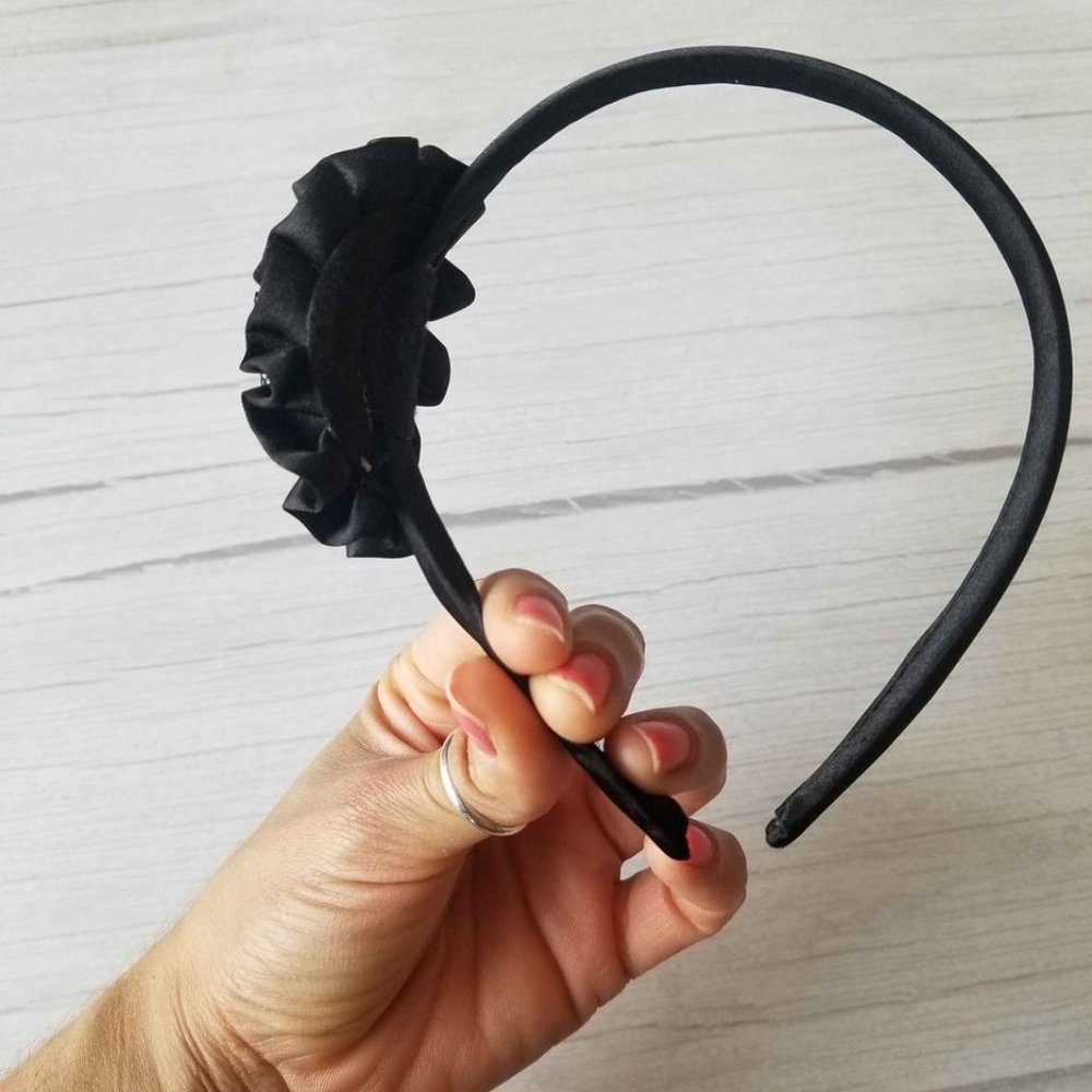 Zipper black headband Flower Hair accessories - Picture 5 of 9
